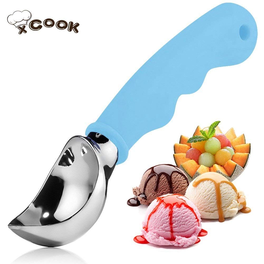 XCOOK Ice Cream Scoop Dipper Spade Zinc Alloy Non-stick Cookie Fruit Melon Baller Scooper Spoon Non-slip Grip Dishwasher Safe