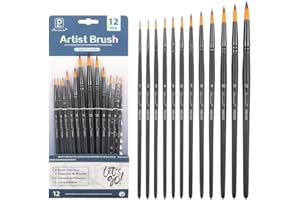 Watercolor Brushes Professional Set, 12 Artist Brushes Watercolor Paint Brushes, Wooden Handle Round Tip Artist Paint Brush, 