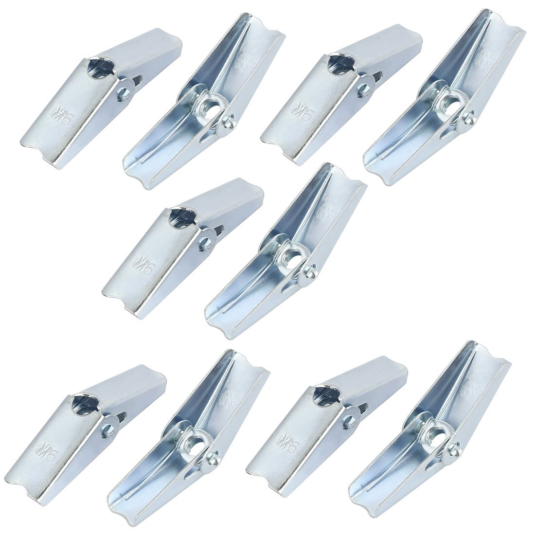 Sourcingmap M6 Dia Female Thread Spring Loaded Hollow Wall Anchor Toggle Wing Nut 10pcs