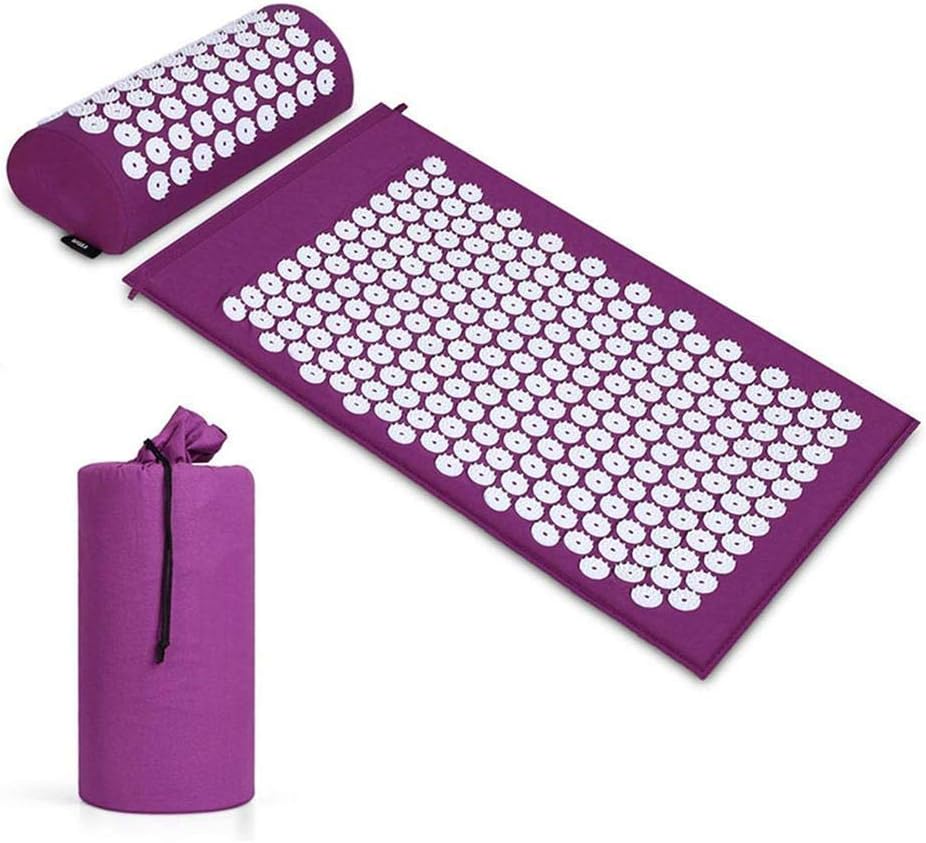 Acupuncture Pillow Cushion Massage Yoga Mat 3 Piece Set (Pillow + Pad + Carrybag) for Wellness Therapy Effective Back/Neck Stress Pain Relieve