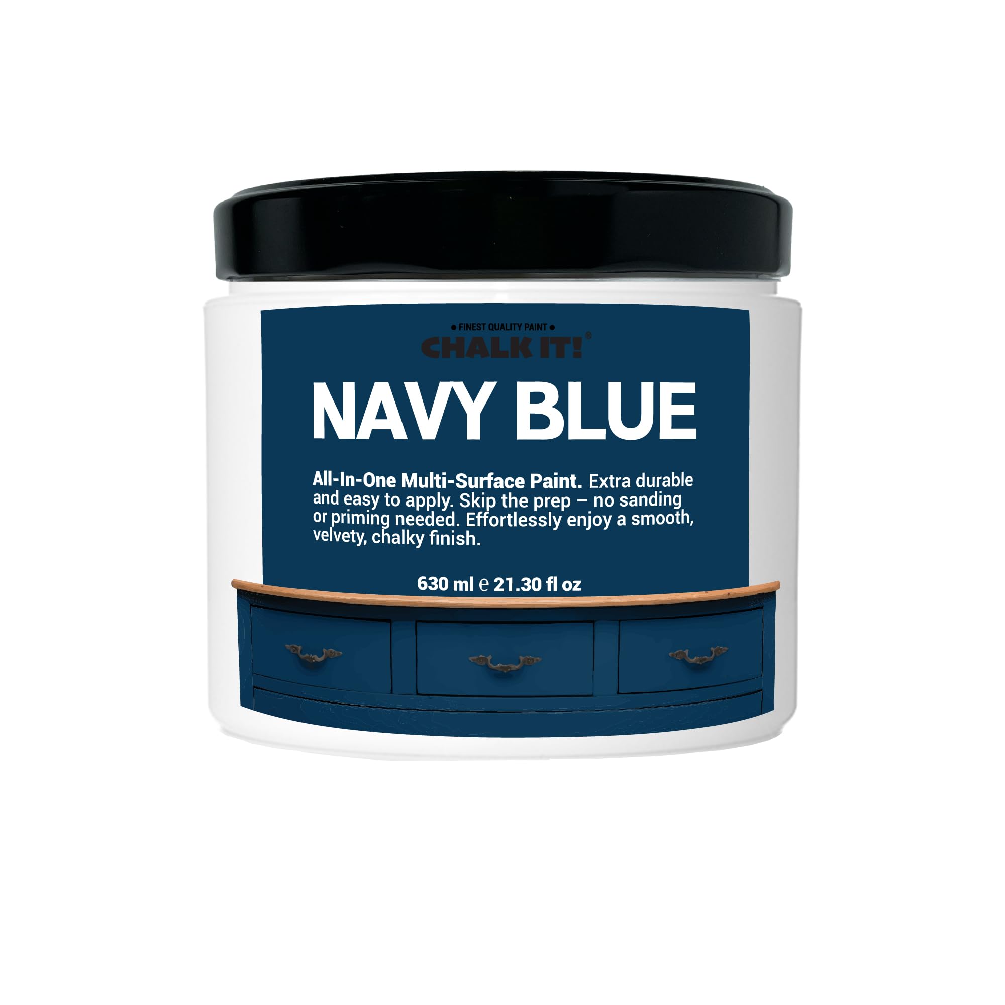 Photo 1 of CHALK IT! All-in-One Multi-Surface Chalk Paint for Furniture & Cabinets - No Sanding, No Primer, Built-In Top Coat Water-Based, Low-Odor, Fast-Drying, Matte Finish (Navy Blue)