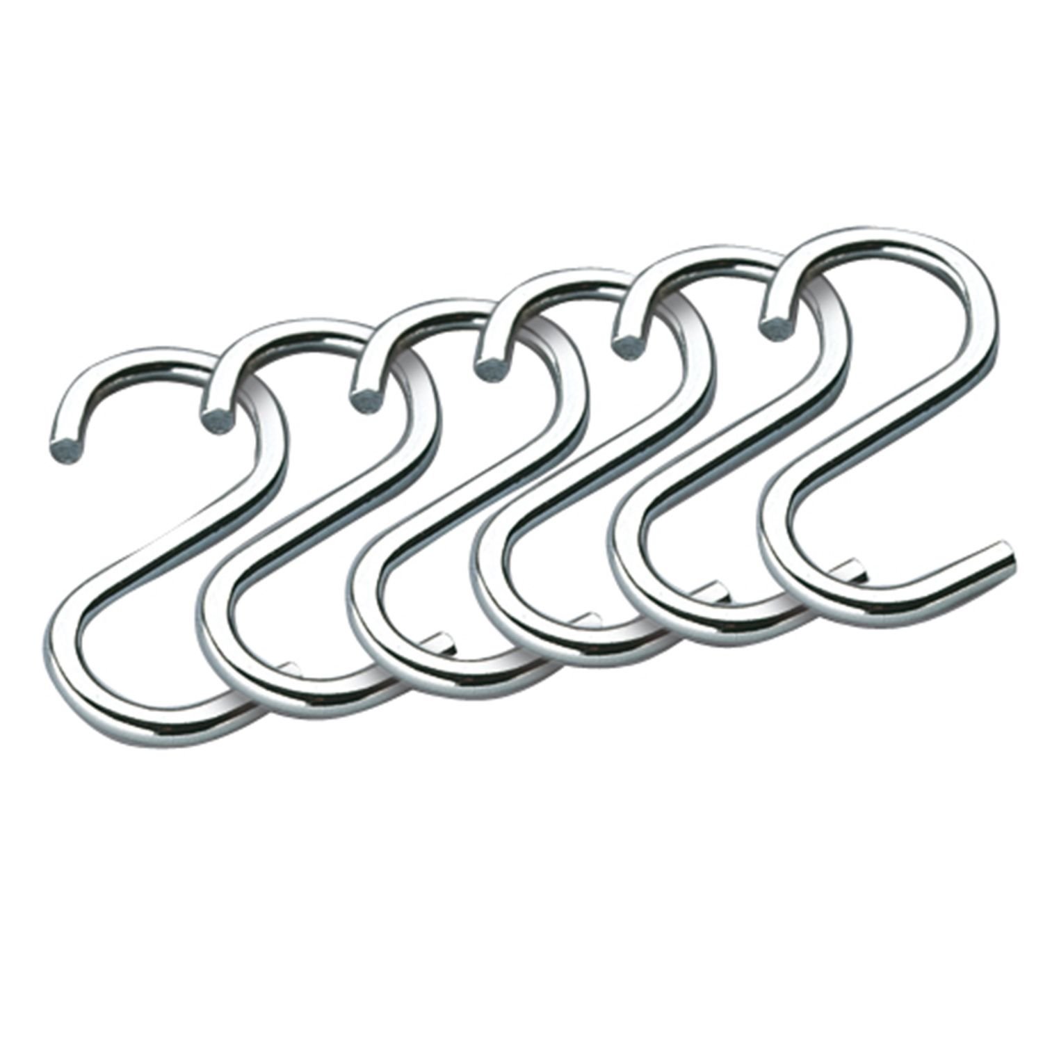 Kuechenprofi 10.05100.38.06 S-Hooks Chrome Set of 6 Stainless Steel Silver