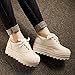 PP FASHION Women's Wedges Canvas Shoes Lace Up Fashion Platform Sneakers