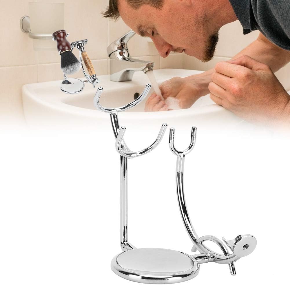 Sonew Stainless Steel Shaving Stand, Razor & Brush Holder Soap Bowl Hair Beard Grooming Kit Supporter, Bathroom Kitchen Space Saver - Image 3