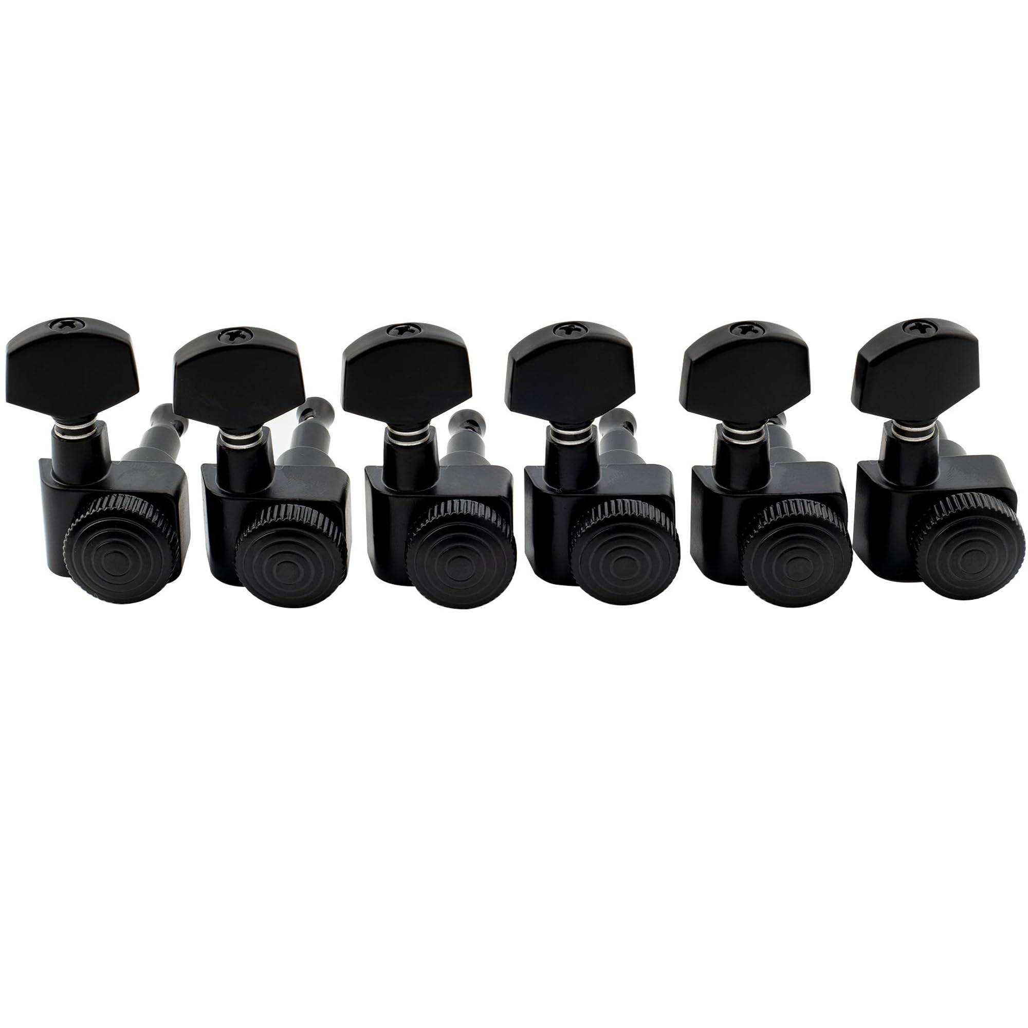 Musiclily Pro 6 inline 2-pins Full Metal Guitar Locking Tuners Machine Heads Guitar Tuning Pegs Keys Set for Strat Tele Style Electric Guitar, Black โ image 1