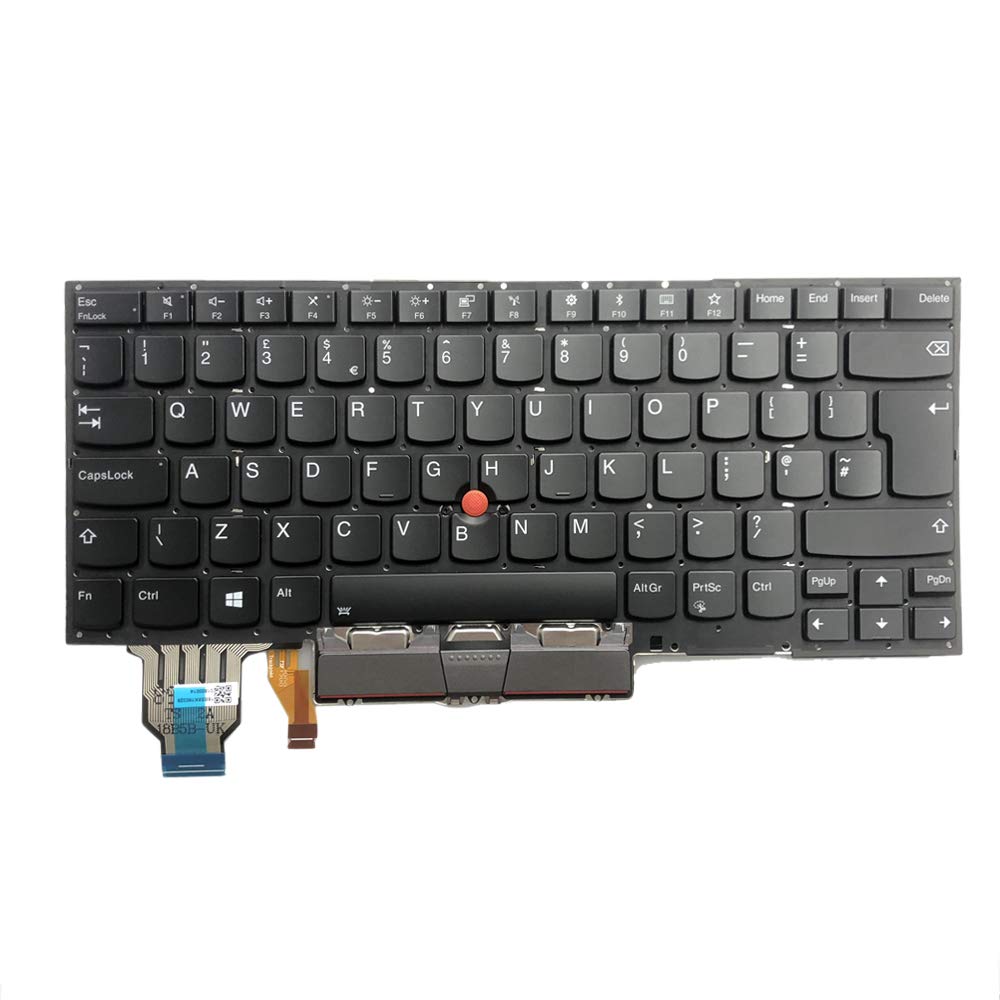 Gintai Keyboard UK Layout for Lenovo Thinkpad X1 Carbon 7th Gen 2019 SN20R55515 (20QD/20QE/20R1/20R2) Backlit Keyboard Laptop