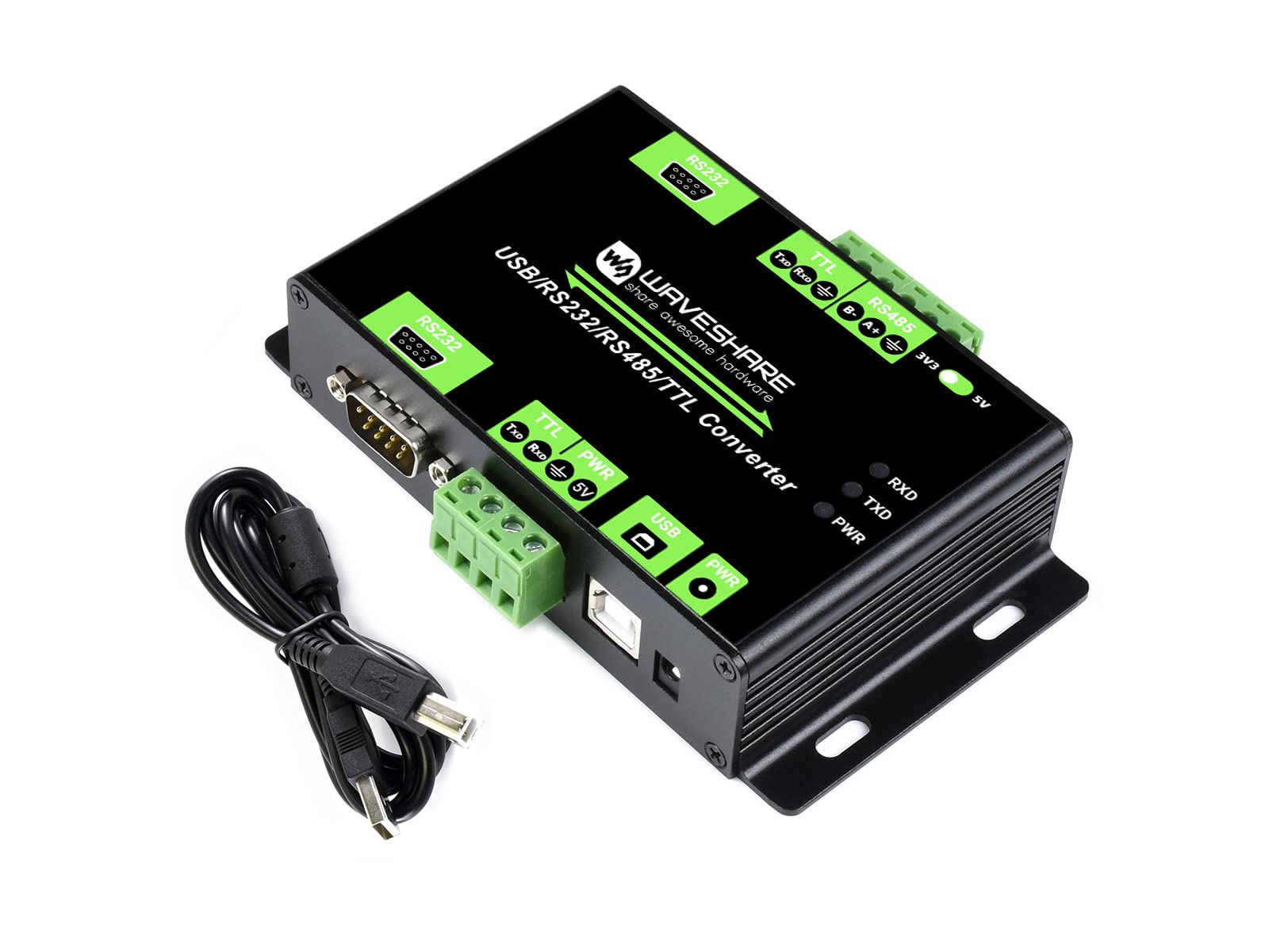 Waveshare USB/RS232/RS485/TTL Converter Industrial Isolated Multibus Converter Supports USB/RS232/TTL to RS232/485/TTL, Built-in Multi Protection Circuits, Fast Communicating, Better Compatibility