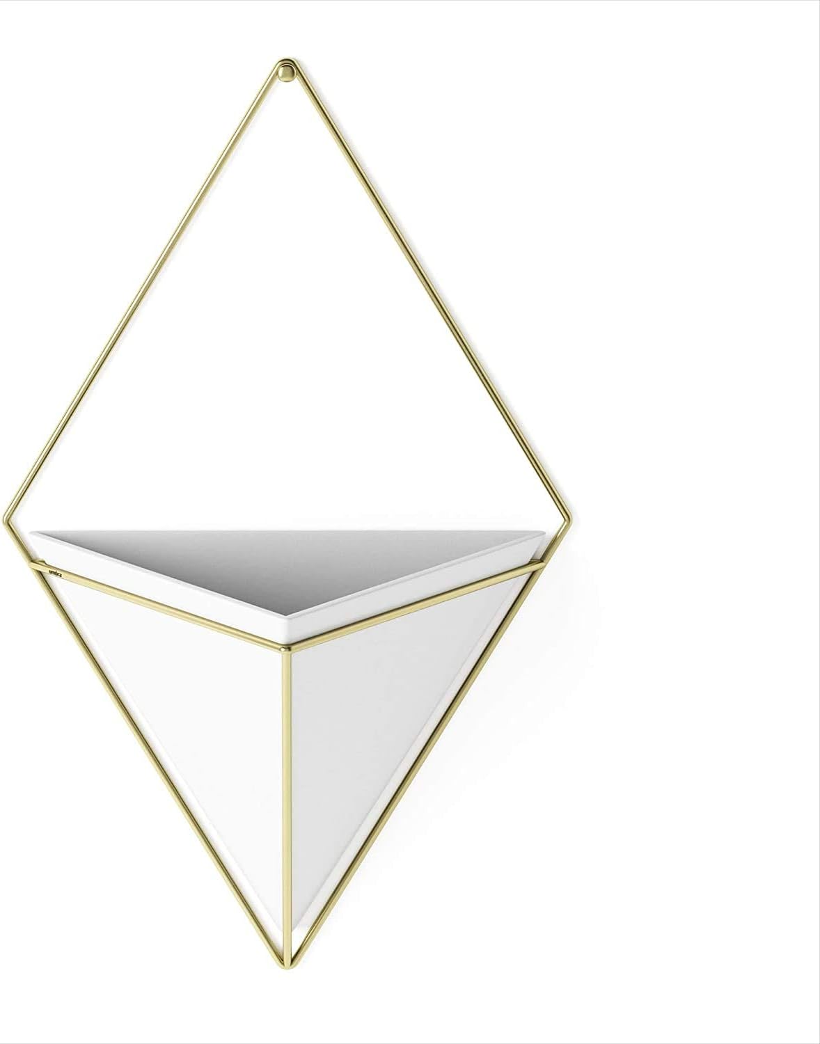 Umbra Trigg Hanging Planter Vase & Geometric Wall Decor Container - Great For Succulent Plants, Air Plant, Mini Cactus, Faux Plants and More, White Ceramic/Brass: Home & Kitchen