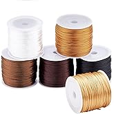 PH PandaHall 192 Yards 1mm Satin Rattail Cord Nylon String Cord Silk Cord Chinese Knotting Cord for Braided Necklace Friendship Bracelet Macramé Dream Catchers Braid Hair Jewelry Making 6 Colors