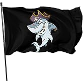 Pirate Shark Flag 3x5 Ft Outside Breeze Outdoor Flags With Grommets For Yard Indoor Room Décor Banner Sign