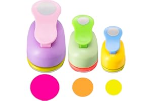 Chengu 3 Pack Craft Hole Punch 2,1 and 5/8 Inch Punch Paper Punchers with 10 Pcs Sticker, Cutter for Card Making Scrapbook DIY Albums Photos Office Supplies(Circle)
