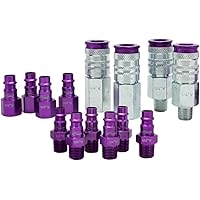 ColorFit by Milton HIGHFLOWPRO S-314VKIT Coupler & Plug Kit - (V-Style, Purple) - 1/4" NPT, (14-Piece)