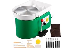 VEVOR Pottery Wheel for Adults, 11in Forming Machine, Adjustable 60-300RPM Speed, Handle & Foot Speed Control, ABS Detachable Basin 18pcs Sculpting Tools Kit for Beginners, 350W Green