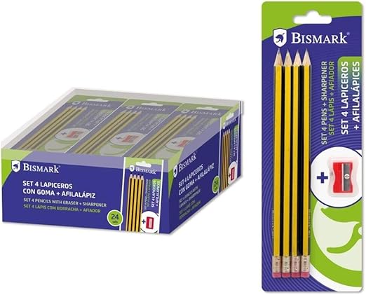 LAPICERO BISMARK CON AFILALAPIZ Y GOMA 4 UNIDADES: Amazon.es: Bricolaje y herramientas