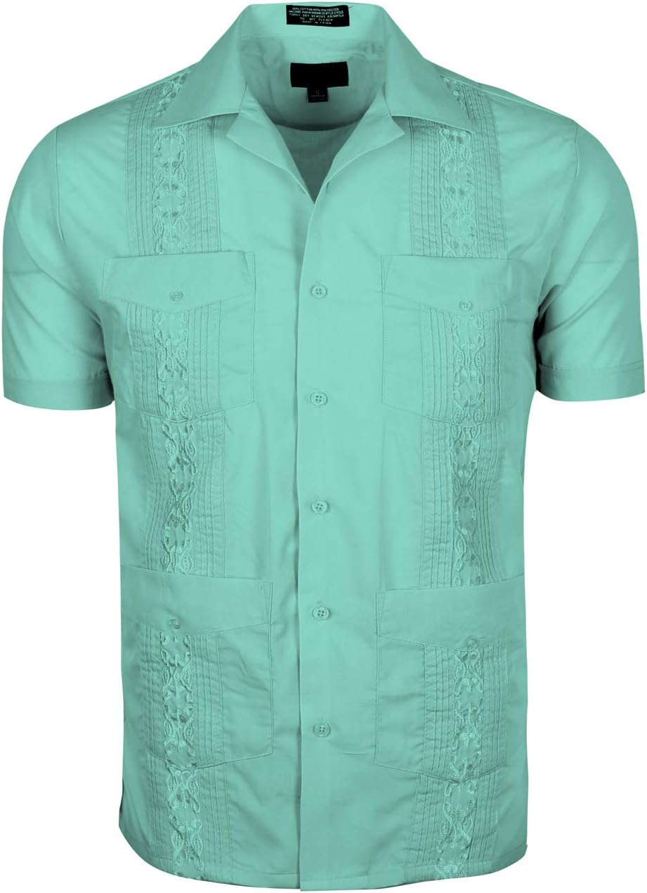 TrueM Men's Short & Long Sleeve Cuban Guayabera Shirts