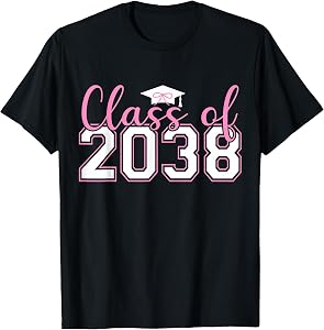 Class of 2038 Grow With Me Girls Kids Kindergarten Pink Bow T-Shirt