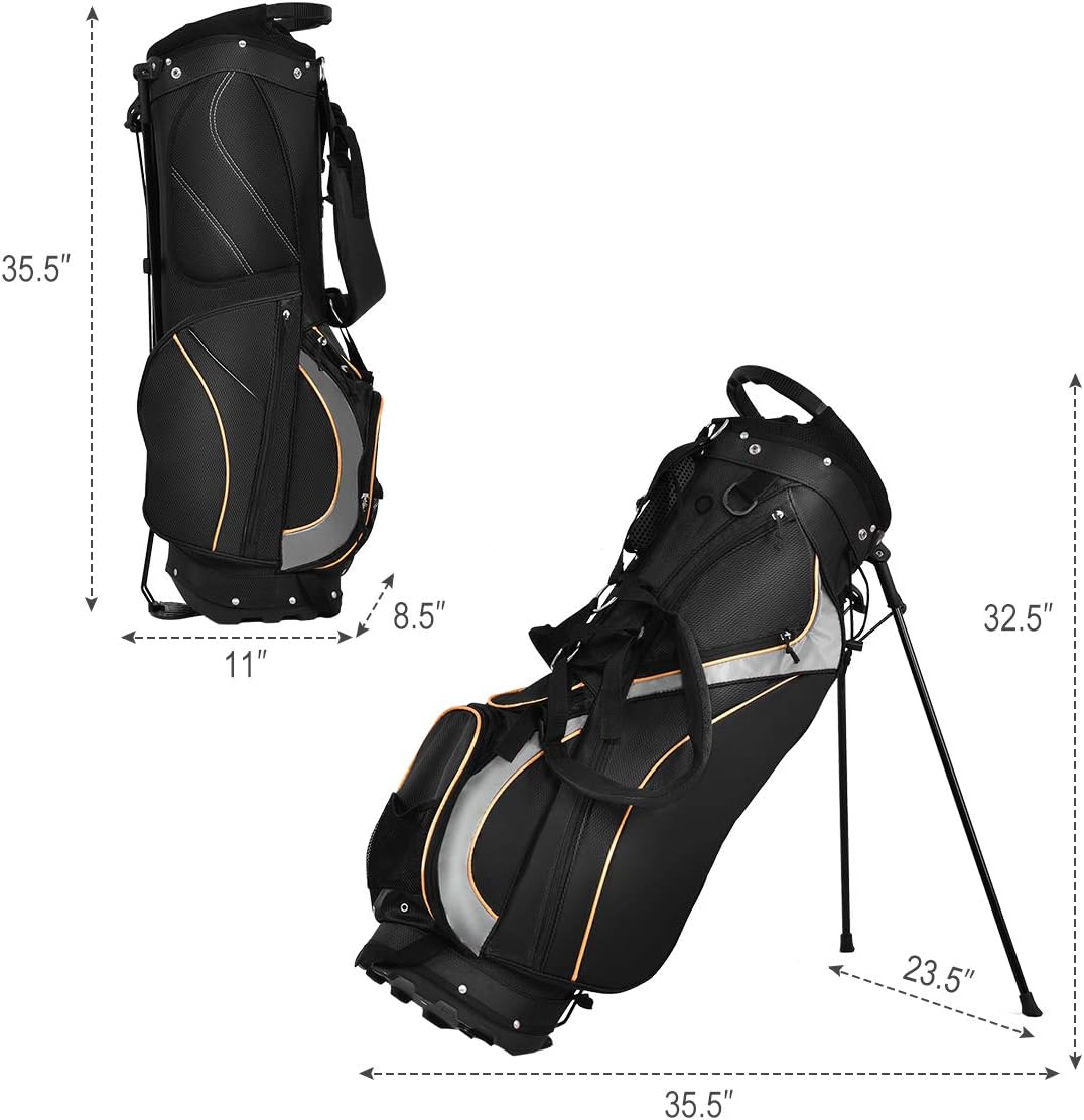 Tangkula Golf Bag 7 Way Divider Light Weight Portable Golf Cart Bag Waterproof Wear-Resistant Durable Fabric Easy Carry Space Saving Womens Mens Golf Stand Bag, Black : Sports & Outdoors