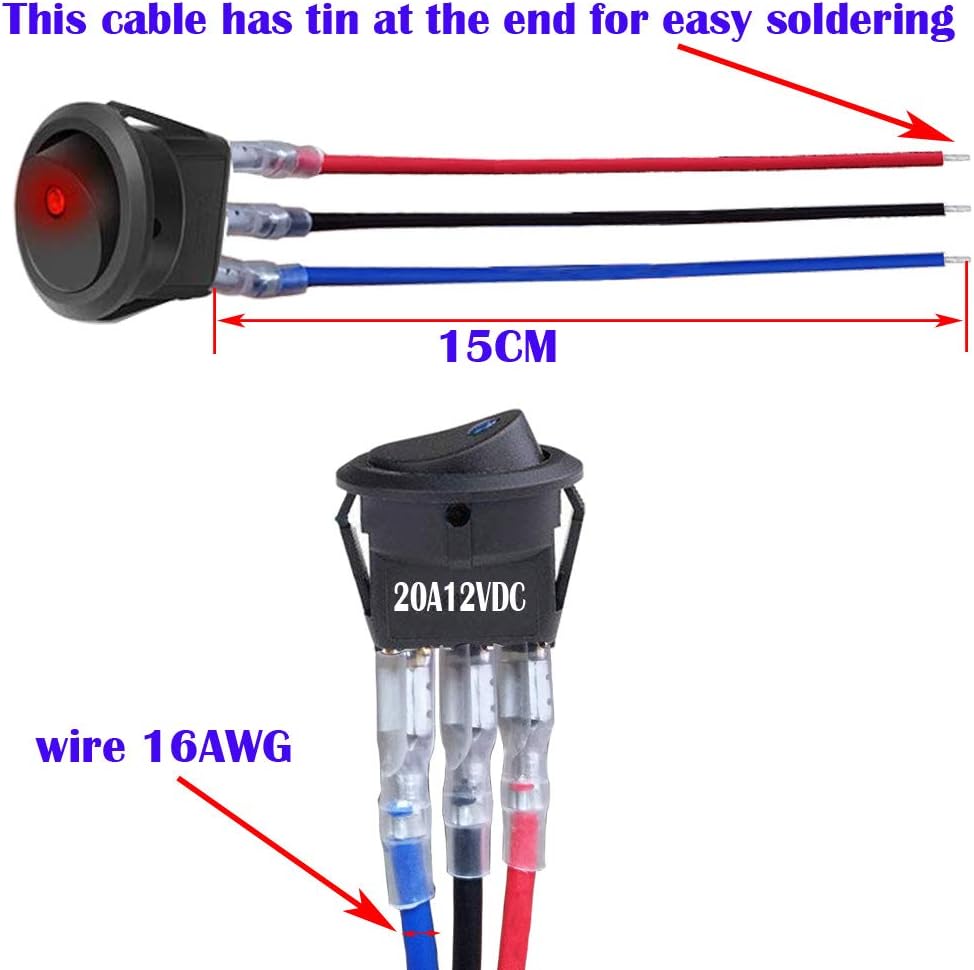 3 Interrupteurs Bascule LED 12V 20A - Levier ON/OFF Rouge | Pour Auto, Bateau, Customisation