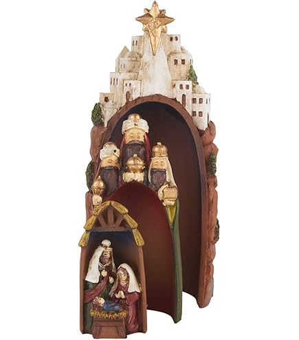 Nesting Holy Family – Set Di 4 Statuine Presepe In Resina Effetto Legno – Angelo, Maria, Giuseppe, Gesù – 15x5x10 Cm - 2