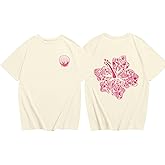 BeWithYou Cute Hawaiian T Shirts for Girls Kids Pink Hibiscus Flower Shirt Aesthetic Trendy Tropical Beach Graphic Tee Tops