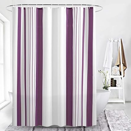 Amazon Com Camal Shower Curtains Purple And White Striped Shower