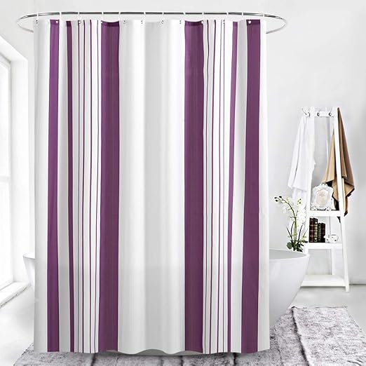 Amazon Com Camal Shower Curtains Purple And White Striped Shower