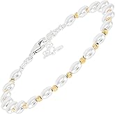 Silpada 'Limitless' Sterling Silver with 14K Yellow Gold Plating Hematite Beaded Bracelet, 7" + 1" (6mm)