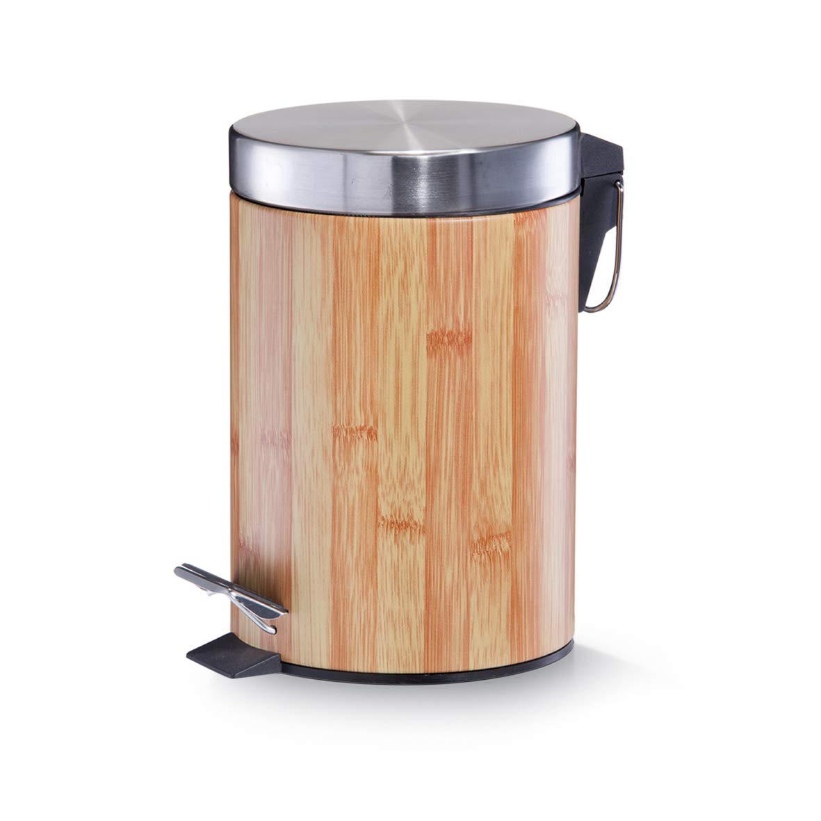 Zeller 18561 Pedal Bin, 3 Litres, Bamboo Design, Metal, Approx. Diameter 16.5 x 26.5 cm, Cosmetic Bin, Waste Bin for Bathroom