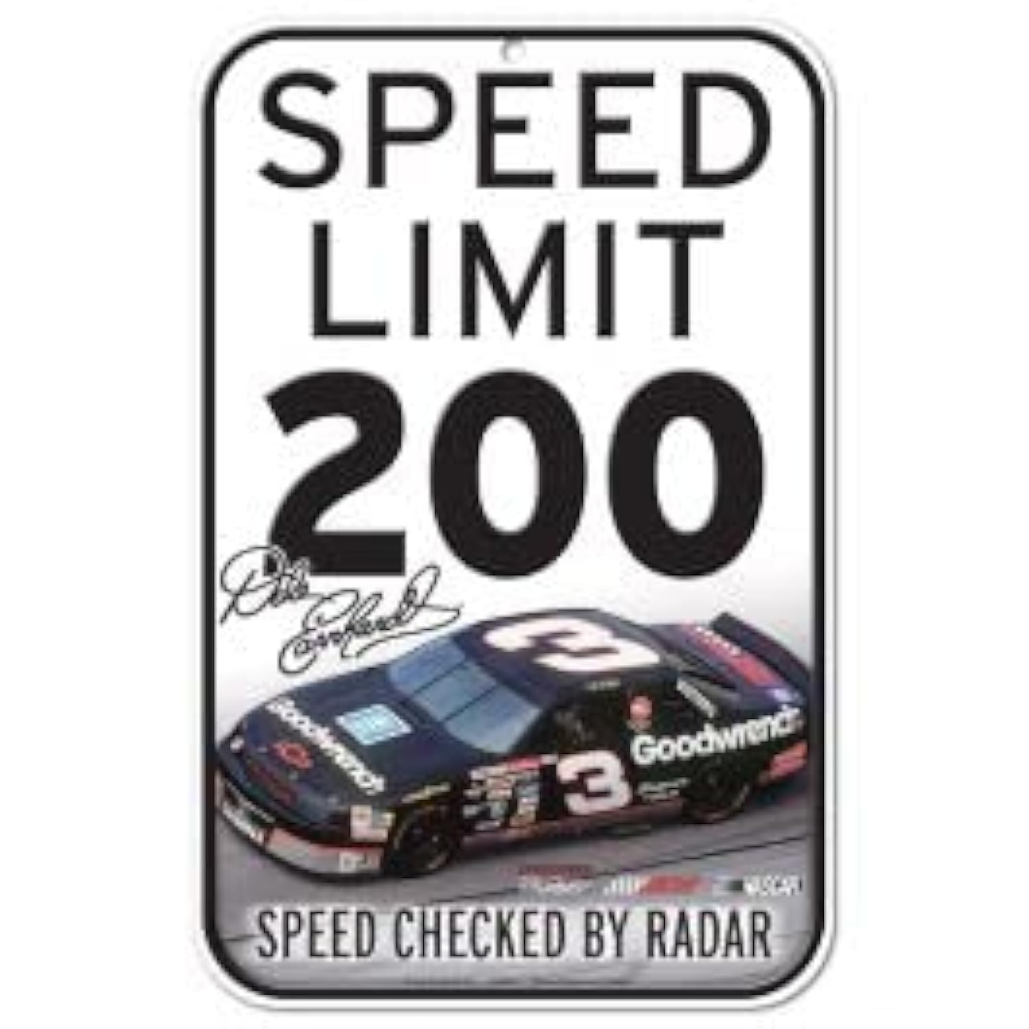 WinCraft NASCAR Dale Earnhardt Plastic Sign, 11 x 17, Black