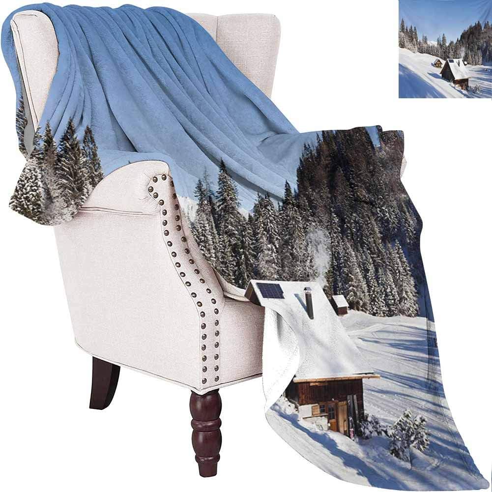 Amazon Com Mkok Winter Bedding Microfiber Blanket Log Cabins In