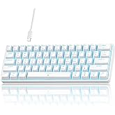 TMKB 60% Mechanical Gaming Keyboard, Red Linear Switch, Wired, White | LED Backlight, Anti-Ghosting, Detachable USB-C, Double-Shot Keycaps, 61 Keys