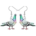 Bonsny Acrylic Drop Dangle Anime Blue Dove Pigeon Bird Earrings Jewelry For Women