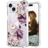 Hungo for iPhone 14 Case (Clear Pink Rose) | Thin Slim Cute Girly Skin Cases Protector with Airbag Bumper For Women Girls