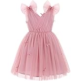 IMEKIS Toddler Kids Girls Butterfly Dress Sparkle Sequins Tulle Wedding Formal Birthday Dresses 2-10T