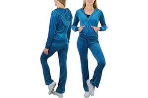 ToBeInStyle Women's Regular Drawstring Pants w/Hoodie Sweatshirt Velour Set
