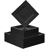 BloominGoods 100 PCS Disposable Plastic Black Square Plates, 100-Pack 6.5 & 10 In. Combo Premium Heavy Duty Square Plastic Plates, Ideal For Wedding, Party, Event Or Catering