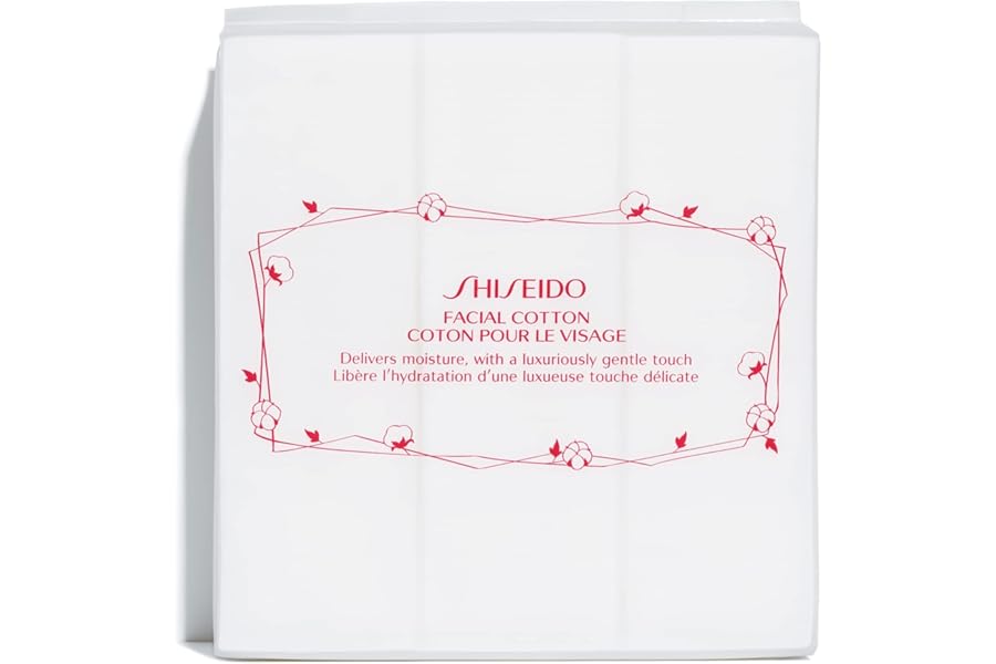 Shiseido Facial Cotton Pads – Includes 165 Squares – for Softener Application & Makeup Removal – 100% Natural, Super Soft