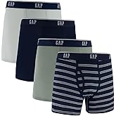 GAP Men's Underwear, Ultra Soft Modal Fabric with Fly Pouch Boxer Brief for Men, 4-Pack - Navy Stripe XX-Large