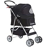 BestPet Pet Stroller Cat Dog Cage Stroller Travel