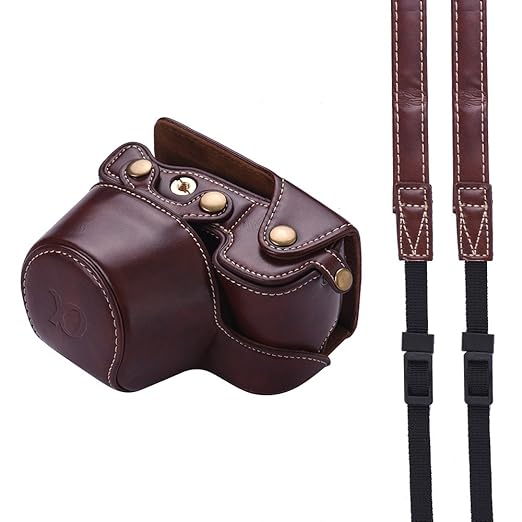 Docooler PU Leather Camera Case Bag with Camera Shoulder Strap for Sony Alpha A6300 A6000
