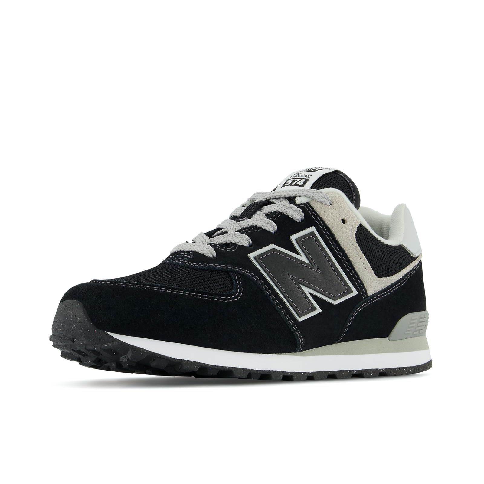 New Balance Kid's 574 V1 Lace-Up Sneaker, Black/White, 7 W Toddler Image