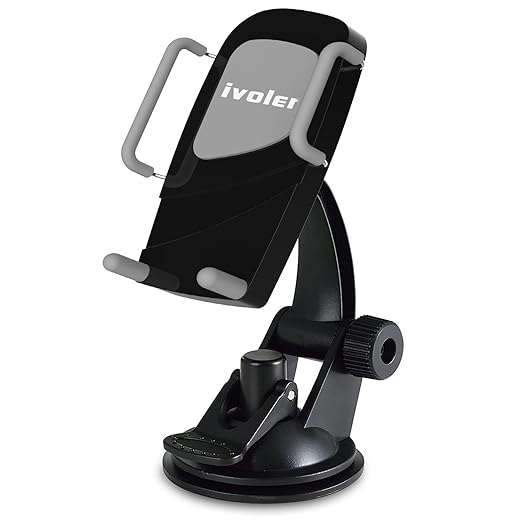 Soporte Movil Coche, iVoler® Ajustable Soporte Teléfono Coche Universal Car Mount con Ventosa para Parabrisas y Salpicadero de Coche 360 Grados Rotación para iPhone 7/7 Plus/6S/6s Plus/6/5S/5C/SE, Huawei P9, LG G5, Sony, GPS, MP3 Player y más Ancho de 50-100 mm