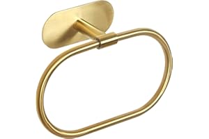 HouseAid Self Adhesive Towel Ring for Bathroom, Stainless Steel Adhesive Hand Towel Holder, No Drilling Modern Hand Towel Hanger, Brushed Gold
