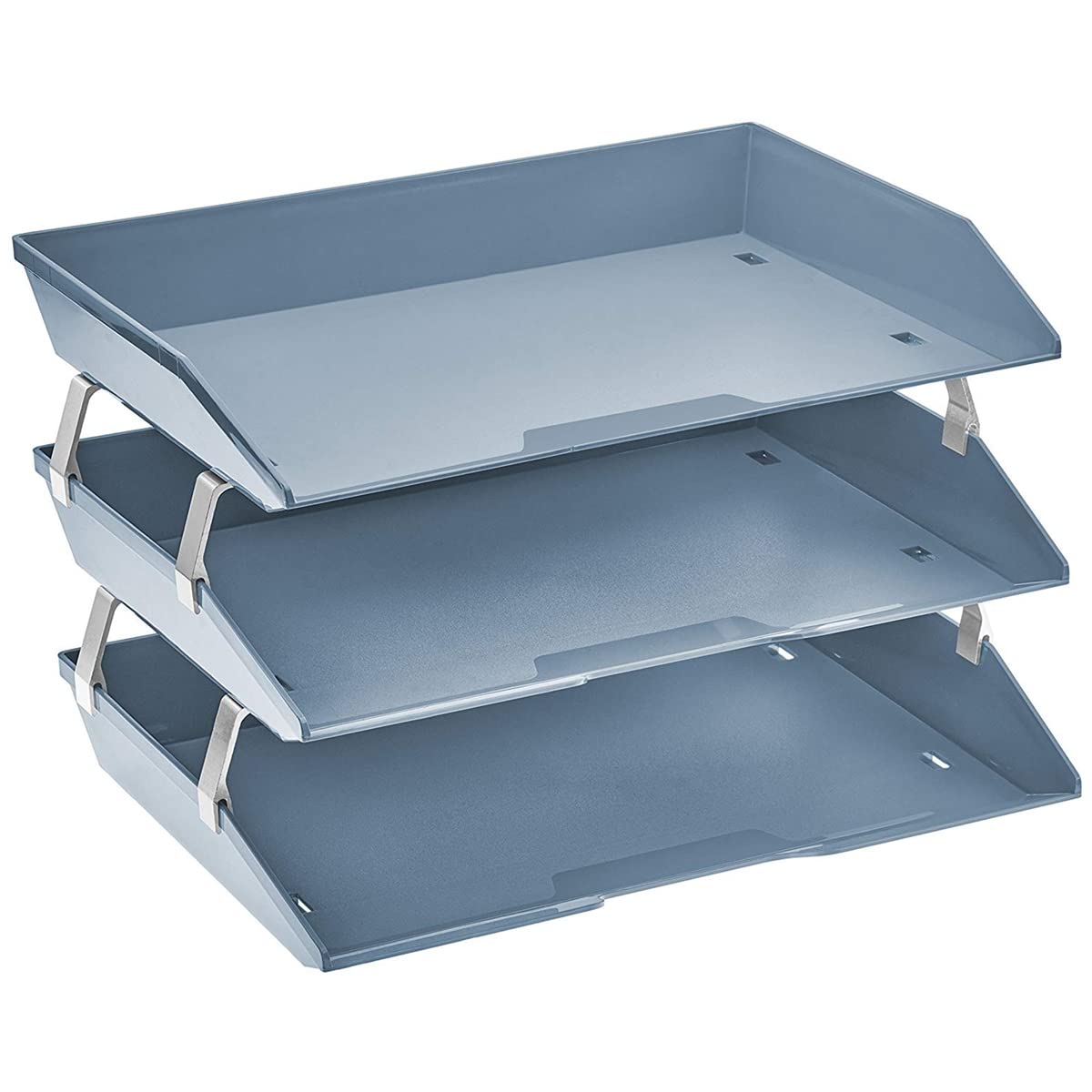 Acrimet Facility 3 Tier Letter Tray, Side Load, Letter Size/A4, Desktop File Organizer, Plastic (Solid Blue Color)