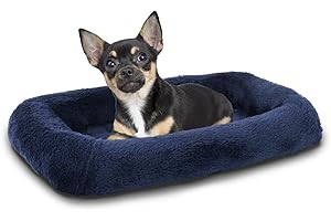 Patas Lague Bolster Dog Bed for Extra Small Dogs 18''x12'', Soft Foam Dog Sofa Pet Bed, Machine Washable Dog Cat Crate Bed Mat for Toy Pet Breeds Navy Blue