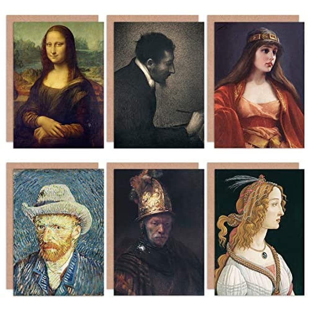 Artery8 Botticelli Rembrandt Van Gogh Falero Seurat Da Vinci Mixed Fine Art Greeting Card Pack of 6