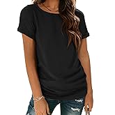 ATHMILE Women's Boat Neck Tops Fashion Short Sleeve Scoop Neck Tees for Women Trendy Casual Shirts Summer Beach Outfits 2026