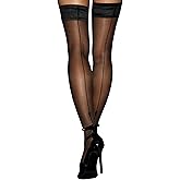 sofsy Silky 20 Denier Back Seam Thigh High Stockings for Women - Double-Silicone Stay-Up & Vintage Cuban Heel Design