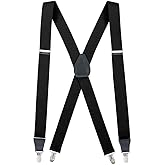 HOLD'EM Suspenders for Men X-Back Clip on Leather Crosspatch Made in USA