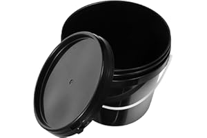 Beavorty Plastic Paint Bucket with Handle and Lid, Black 5 Gallon Container for Paint Storage and Portable